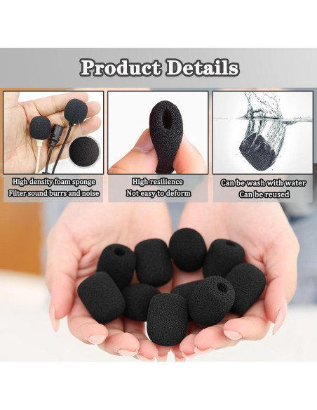Cubiertas de Micrófono de Espuma para Auriculares - 5 Piezas