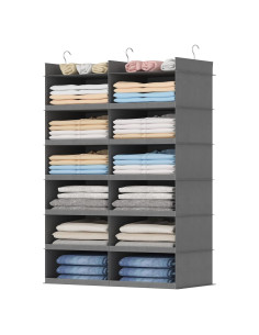 Organizador de Closet Colgante Lifewit 6 Niveles Gris 12 Compartimentos