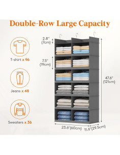 Organizador de Closet Colgante Lifewit 6 Niveles Gris 12 Compartimentos 2