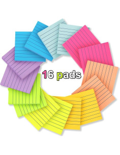 Notas Adhesivas Rayadas Kozerite 3x3 cm Paquete de 16 2