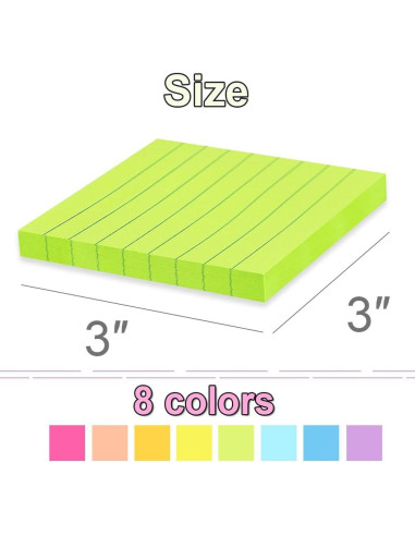 Notas Adhesivas Rayadas Kozerite 3x3 cm Paquete de 16