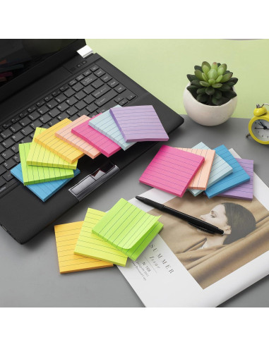 Notas Adhesivas Rayadas Kozerite 3x3 cm Paquete de 16