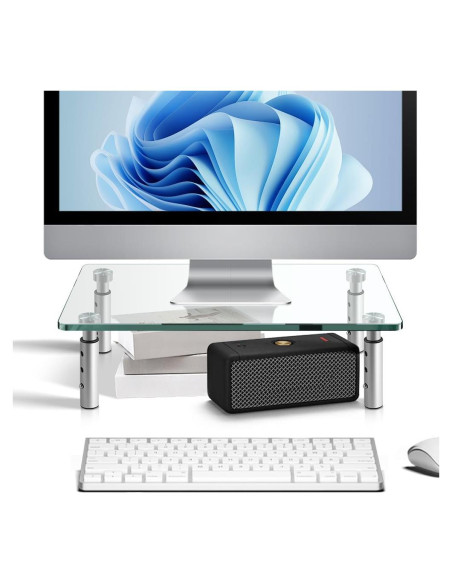 Soporte de Monitor de Vidrio KKTONER Ajustable 39x24cm Paquete de 2