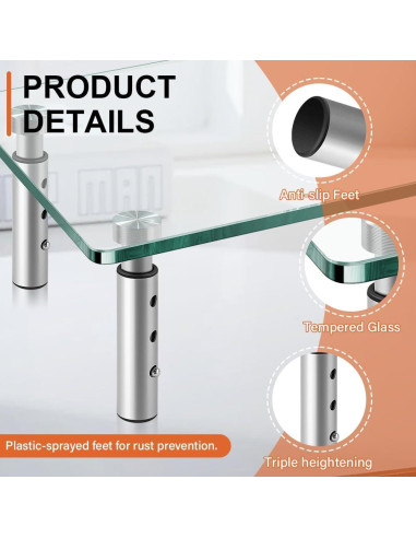 Soporte de Monitor de Vidrio KKTONER Ajustable 39x24cm Paquete de 2