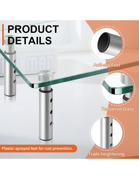 Soporte de Monitor de Vidrio KKTONER Ajustable 39x24cm Paquete de 2