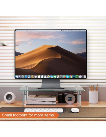 Soporte de Monitor de Vidrio KKTONER Ajustable 39x24cm Paquete de 2