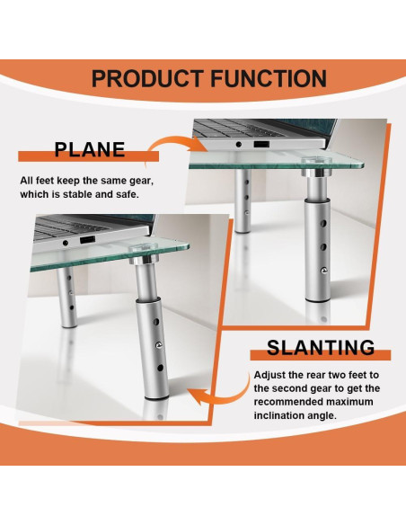 Soporte de Monitor de Vidrio KKTONER Ajustable 39x24cm Paquete de 2