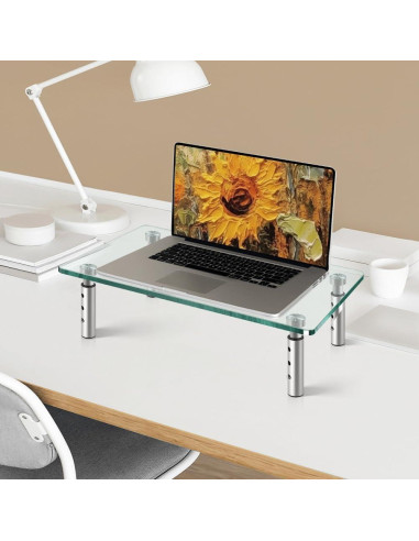 Soporte de Monitor de Vidrio KKTONER Ajustable 39x24cm Paquete de 2