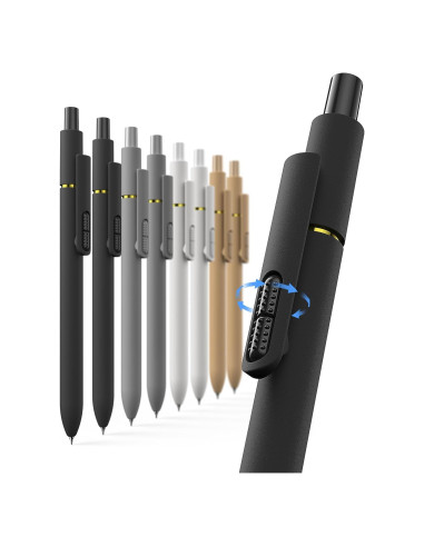 Bolígrafos de Gel Hiacry 0.7mm Tinta Negra 8 Pcs Escritura Suave