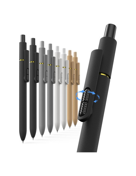 Bolígrafos de Gel Hiacry 0.7mm Tinta Negra 8 Pcs Escritura Suave