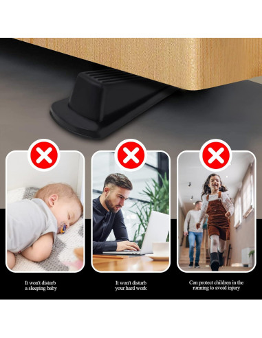 Topes de puerta Utron - Paquete de 4, goma negra, 12.2cm