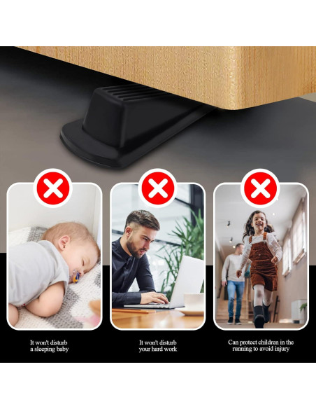 Topes de puerta Utron - Paquete de 4, goma negra, 12.2cm