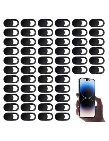 Cubierta de Webcam Classicseali 60 Pcs Ultra Fina ABS Negra