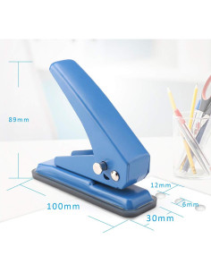 Perforadora manual Hutou 1 agujero 0.64 cm azul metal 2