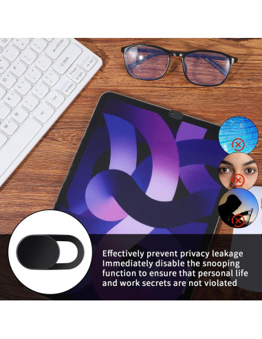 Cubierta de Webcam Classicseali 60 Pcs Ultra Fina ABS Negra