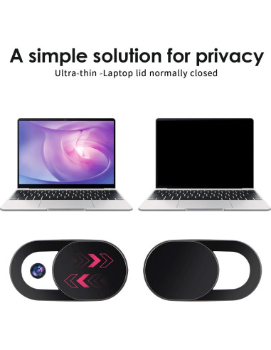 Cubierta de Webcam Classicseali 60 Pcs Ultra Fina ABS Negra