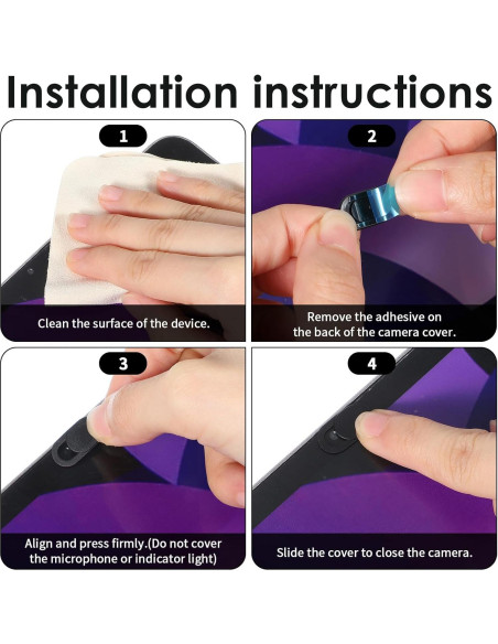 Cubierta de Webcam Classicseali 60 Pcs Ultra Fina ABS Negra