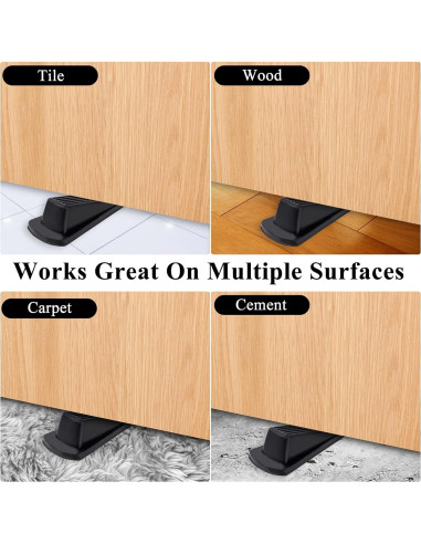 Topes de puerta Utron - Paquete de 4, goma negra, 12.2cm