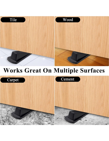 Topes de puerta Utron - Paquete de 4, goma negra, 12.2cm