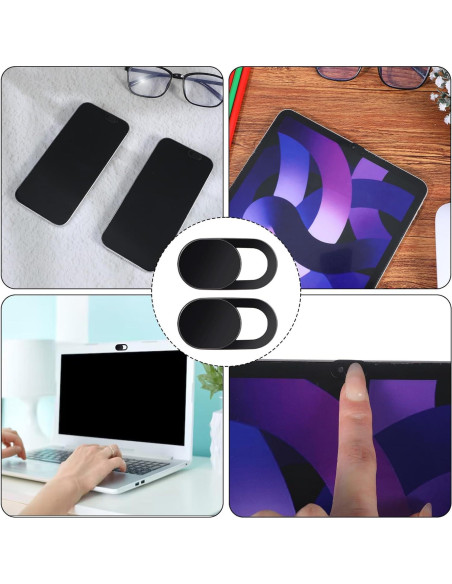 Cubierta de Webcam Classicseali 60 Pcs Ultra Fina ABS Negra