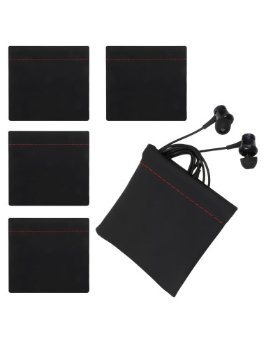 Bolsa de Almacenamiento de Auriculares 6 PCS Hpmjz PU Negra