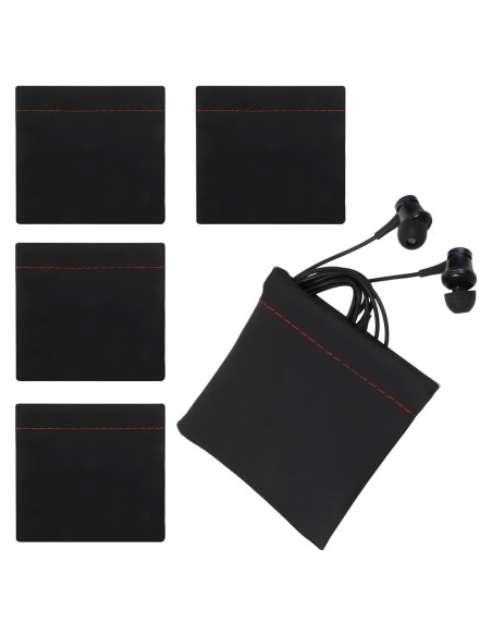 Bolsa de Almacenamiento de Auriculares 6 PCS Hpmjz PU Negra