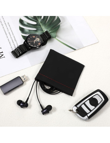 Bolsa de Almacenamiento de Auriculares 6 PCS Hpmjz PU Negra
