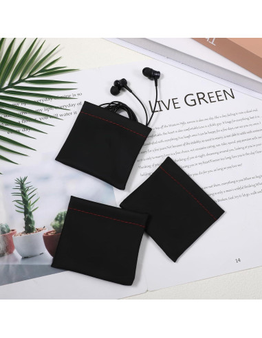 Bolsa de Almacenamiento de Auriculares 6 PCS Hpmjz PU Negra