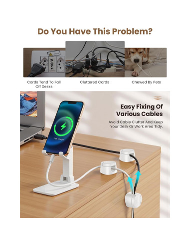 Organizador de Cables Magnético Kanemc 6 PCS Blanco 360