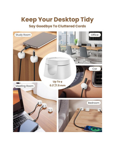 Organizador de Cables Magnético Kanemc 6 PCS Blanco 360