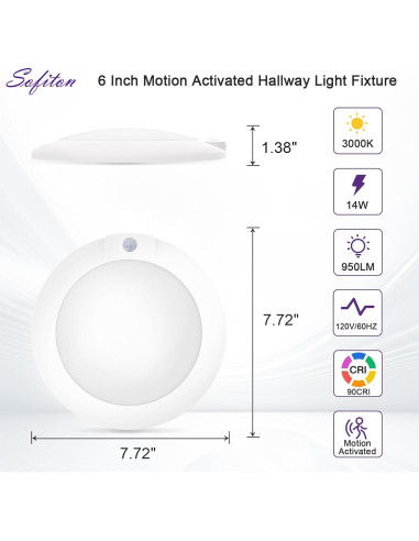 Luz de Techo LED Sofiton 14W 3000K con Sensor de Movimiento