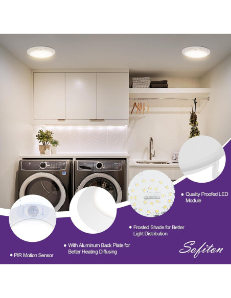 Luz de Techo LED Sofiton 14W 3000K con Sensor de Movimiento