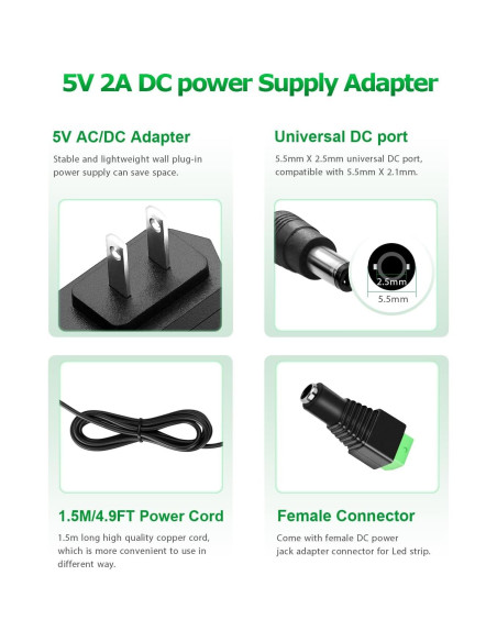 Adaptador de corriente 5V 2A 10W Arkare con 8 enchufes DC