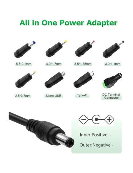 Adaptador de corriente 5V 2A 10W Arkare con 8 enchufes DC