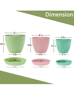 Juego de 3 Macetas Pequeñas SupKing con Drenaje 12.7-10.2-8.9 cm 2