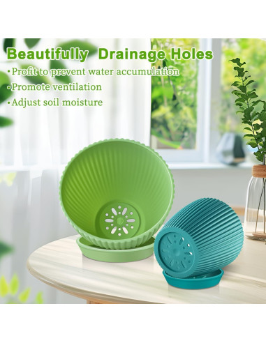 Juego de 3 Macetas Pequeñas SupKing con Drenaje 12.7-10.2-8.9 cm