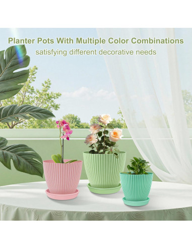 Juego de 3 Macetas Pequeñas SupKing con Drenaje 12.7-10.2-8.9 cm