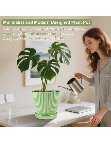 Juego de 3 Macetas Pequeñas SupKing con Drenaje 12.7-10.2-8.9 cm