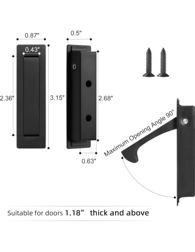 Tirador de puerta de bolsillo Vancoho acero inoxidable negro mate