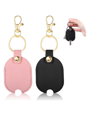 Funda de Llave de Cuero PU Larrel 2 Pcs Negro y Rosa