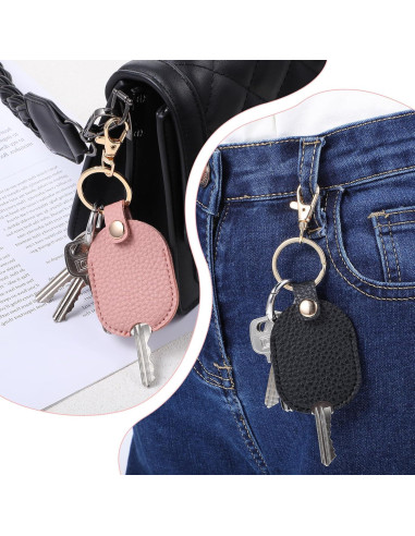Funda de Llave de Cuero PU Larrel 2 Pcs Negro y Rosa