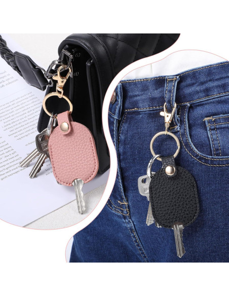 Funda de Llave de Cuero PU Larrel 2 Pcs Negro y Rosa