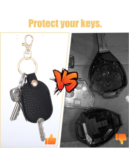 Funda de Llave de Cuero PU Larrel 2 Pcs Negro y Rosa