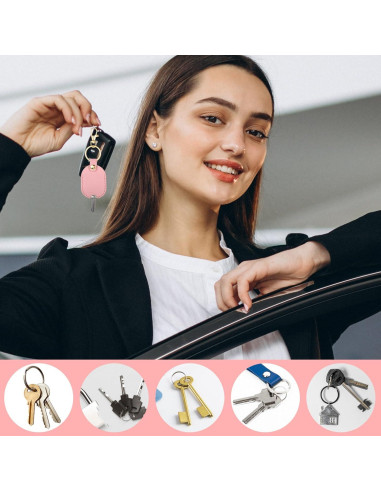 Funda de Llave de Cuero PU Larrel 2 Pcs Negro y Rosa