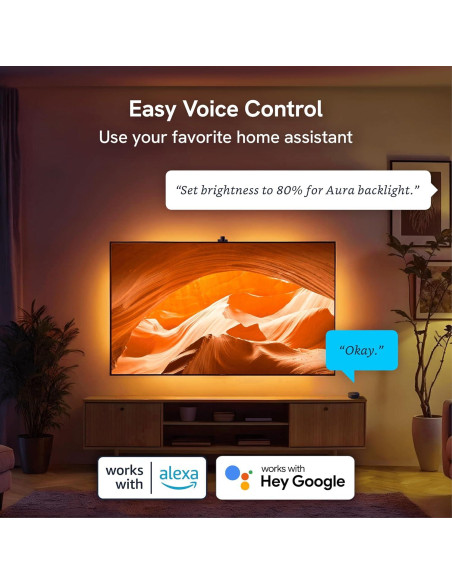 Aura TV Backlight LED RGB para TV 55-65" Control por Voz