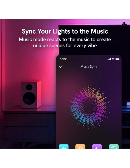 Aura TV Backlight LED RGB para TV 55-65" Control por Voz