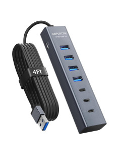Hub USB 3.0 ABFCRTTW 7 Puertos 4 USB-A 3 USB-C 1.22m