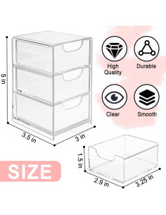 Organizador de Escritorio Vowcarol Mini Transparente con Cajón 2