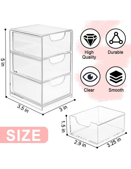Organizador de Escritorio Vowcarol Mini Transparente con Cajón Organizador de Escritorio Vowcarol Mini Transparente con Cajón