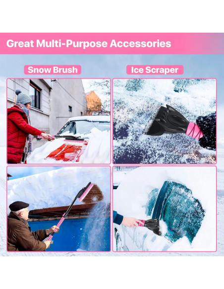 Raspador de Hielo y Cepillo de Nieve OUSHASAA 89.6-111.8 cm Rosa